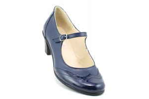 Marimea 37 Pantofi dama eleganti din piele naturala cu toc mic -  Model bleumarin P104BLU
